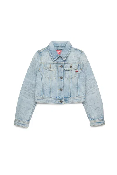 DIESEL GIACCA IN DENIM CHIARO CON MICROSTONES