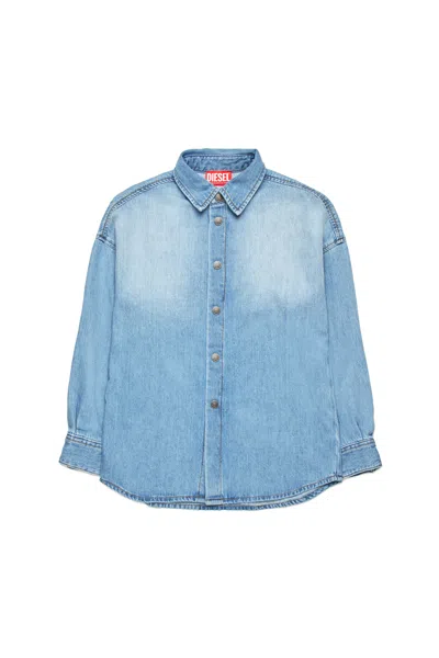DIESEL LIGHT DENIM SHIRT WITH MAXI PATCH