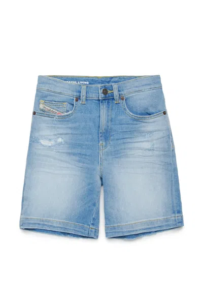 DIESEL LIGHT DENIM SHORTS WITH ABRASIONS