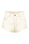 Diesel Light Denim Shorts With High Waist In Neutral