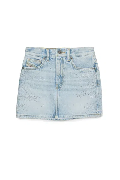 DIESEL GONNA IN DENIM CHIARO CON MICROSTONES
