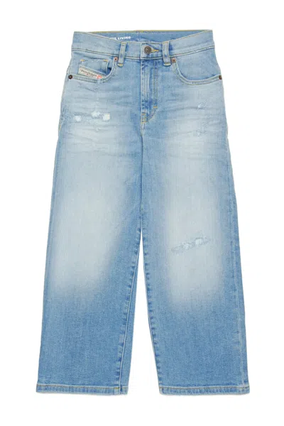 Diesel Kids' Light Flare Jeans With Abrasions In Blue
