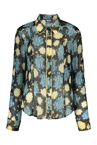 Diesel Light Floral Shirt In Black