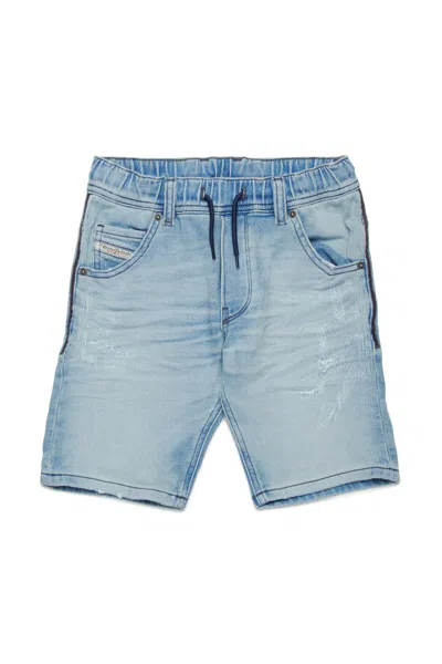 Diesel Kids' Light Joggjeans Shorts With Rips In Blue