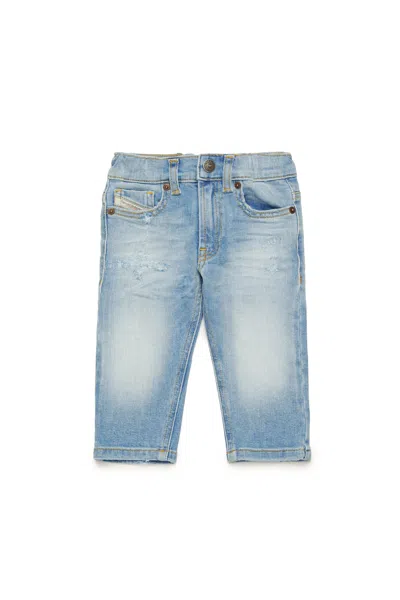 Diesel Babies' Light Straight Jeans With Abrasions In Blue