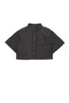 Diesel Lightweight Black Denim Cropped Shirt In Black