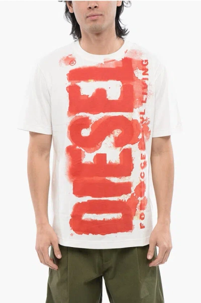 Diesel Lightweight Cotton T-just-e16 Crew-neck T-shirt With Bleed-t In White