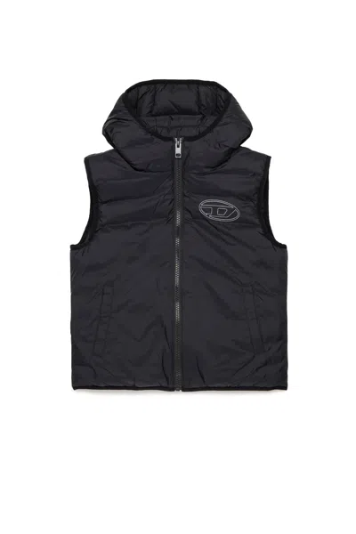 Diesel Lightweight Padded Vest With Logo In Black
