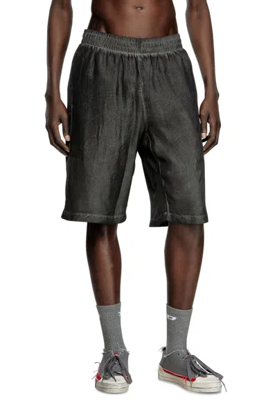 Diesel Lightweight Shorts With Crinkled Fade In Tobedefined