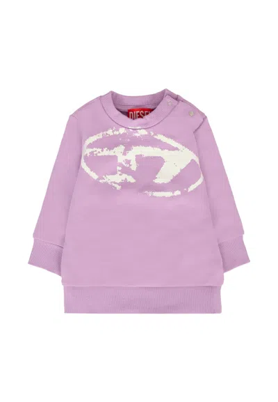 Diesel Kids' Lilac Sweatshirt For Baby Girl With Logo In Pink