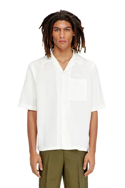 Diesel Linen-blend Shirt With Short Sleeves In White