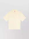 Diesel Linen Short Sleeve Shirt With Patch Pocket In Neutral