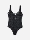 Diesel Camo Lace Bodysuit With Oval D Embroidery In 黑色