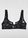 Diesel Camo Lace Bralette With Oval D Plaque In Schwarz
