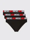 Diesel Three-pack Briefs With Maxi-logo Waist In Black