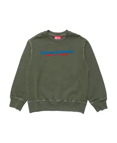 Diesel Logo-appliqué Cotton Sweatshirt In Green
