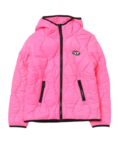 Diesel Kids' Logo-appliqué Quilted Jacket In Pink