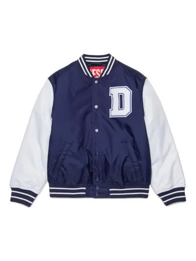 Diesel Kids' Logo-appliqué Bomber Jacket In 蓝色