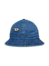 Diesel Denim Fisherman Hat With Oval D Patch In Blue