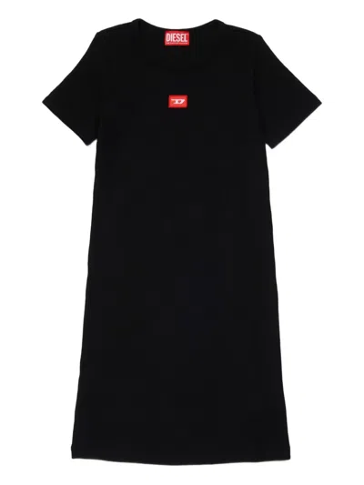 Diesel Kids' Logo-appliqué Dress In Black