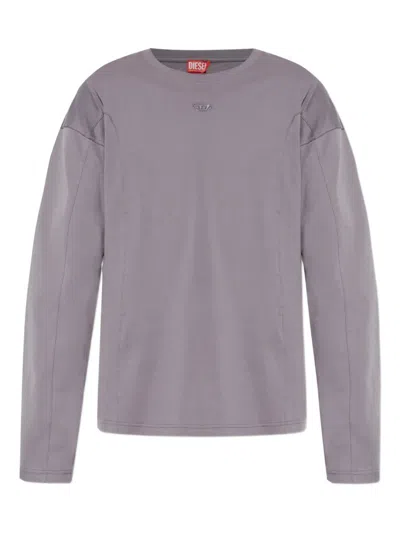 Diesel Logo-appliqué Long-sleeve T-shirt In Purple