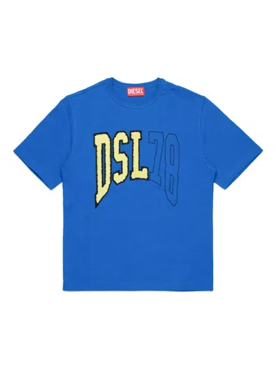 Diesel Kids' Logo-appliqué T-shirt In 蓝色