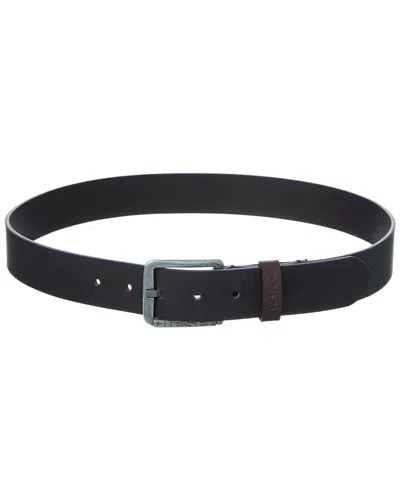 Diesel Logo B-basic Leather Belt In Black