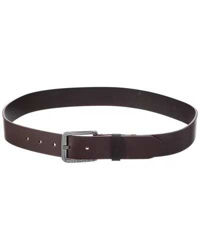 Diesel Logo B-basic Leather Belt In Neutral