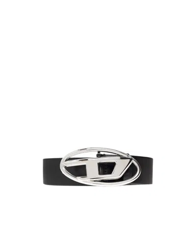Diesel 4cm D Leather Buckle Belt In Black
