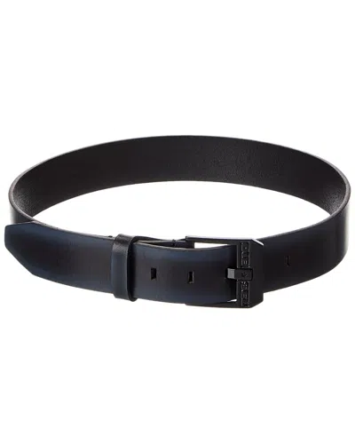 Diesel Logo Bluestar Leather Belt In Black