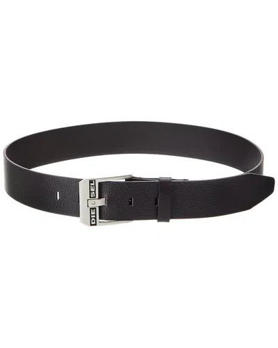 Diesel Logo Bluestar Leather Belt In Gold