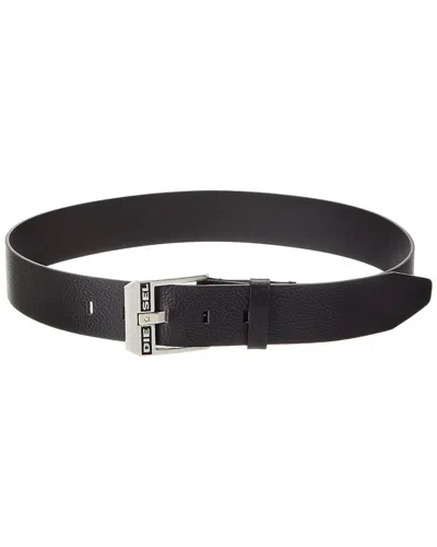 Diesel Logo Bluestar Leather Belt In Burgundy