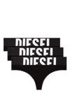 Diesel Logo Thong Briefs 3 Pack In Black