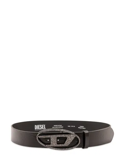 Diesel Logo Buckle Belt In Nero
