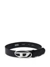 Diesel Logo-buckle Leather Belt In Black