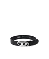 Diesel Logo-buckle Leather Belt In Gold