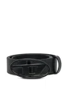 Diesel Logo-buckle Leather Belt In Black