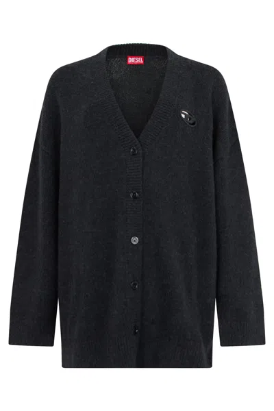Diesel Logo Button Cardigan For Women In Black