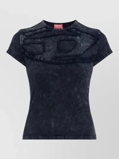 Diesel Logo Cotton Crew Neck Short Sleeve T-shirt In Blue