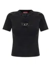 Diesel Short Sleeve Ribbed Crew Neck Top In Black