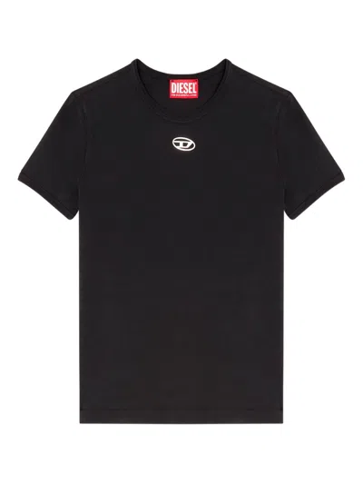 Diesel T-normy-od-s1 Metallic Oval D T-shirt In Burgundy
