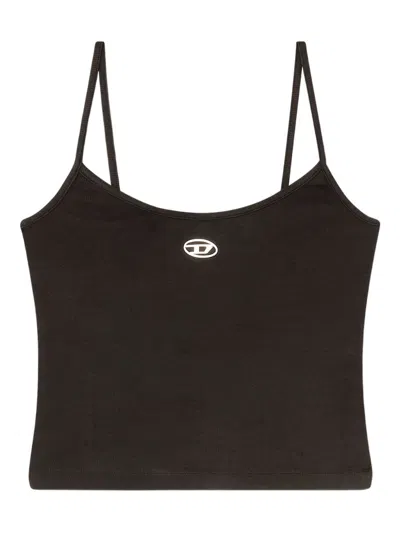 Diesel Logo Cotton Tank Top In Brown