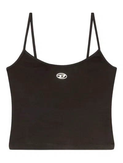 Diesel Logo Cotton Tank Top In Black