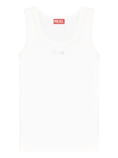 Diesel Anki Ribbed Cotton Tank Top In White