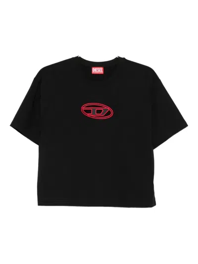 Diesel Logo Crew-neck Top In Black