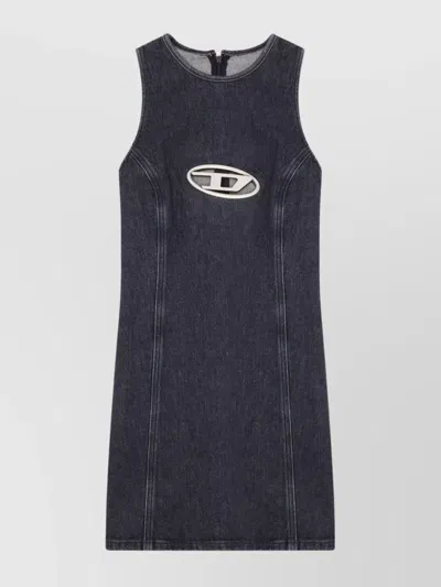 Diesel Logo Cut-out Mini Dress In Black
