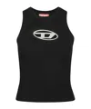 Diesel Logo Cut-out Ribbed Tank Top In Black