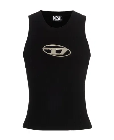 Diesel Stretch Cotton T-shirt With Logo In Black