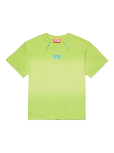 Diesel Kids' Logo-detail Cotton T-shirt In Green