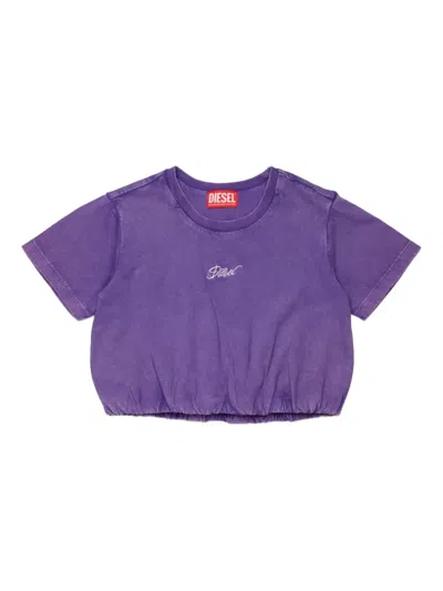 Diesel Kids' Logo-detail Cotton Top In Purple